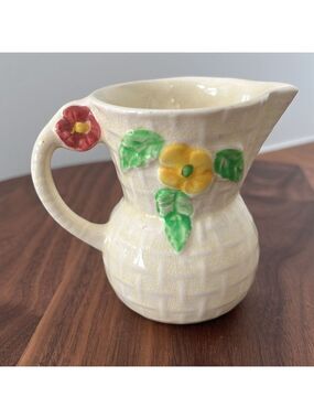 WADE Heath England Vintage Small Cream Jug Whimsical Floral Pansies Collectible